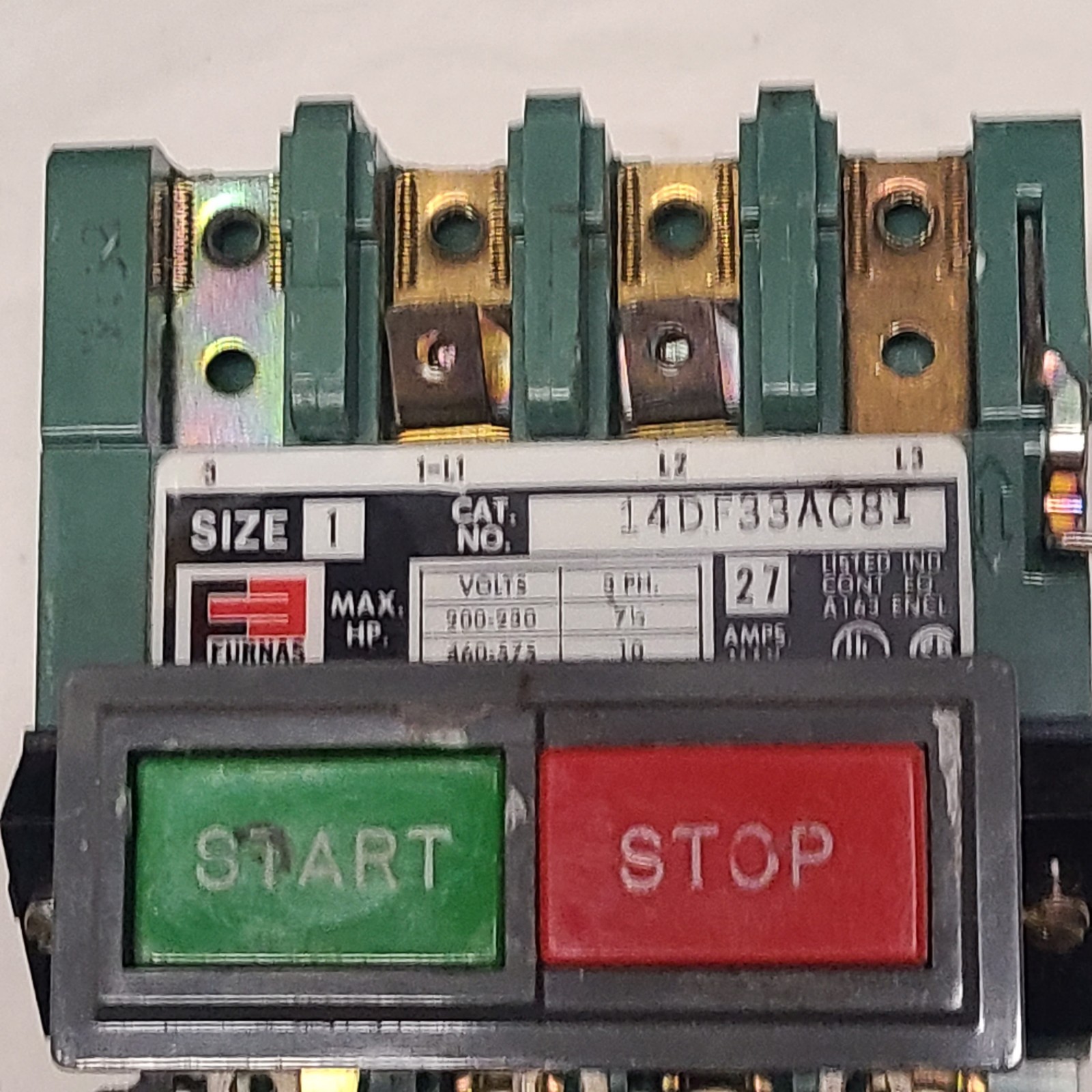 Furnas 14DF33AC81 Motor Starter Size 1, 27A Max, 200-575V rated 3 PH, 7.5-10 H.P