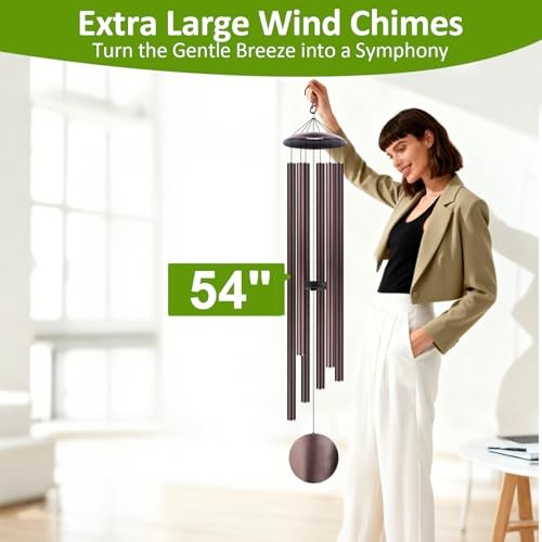 54" Large Wind Chimes for Outside Deep Tone - Gift Box Packaged, Bronze
