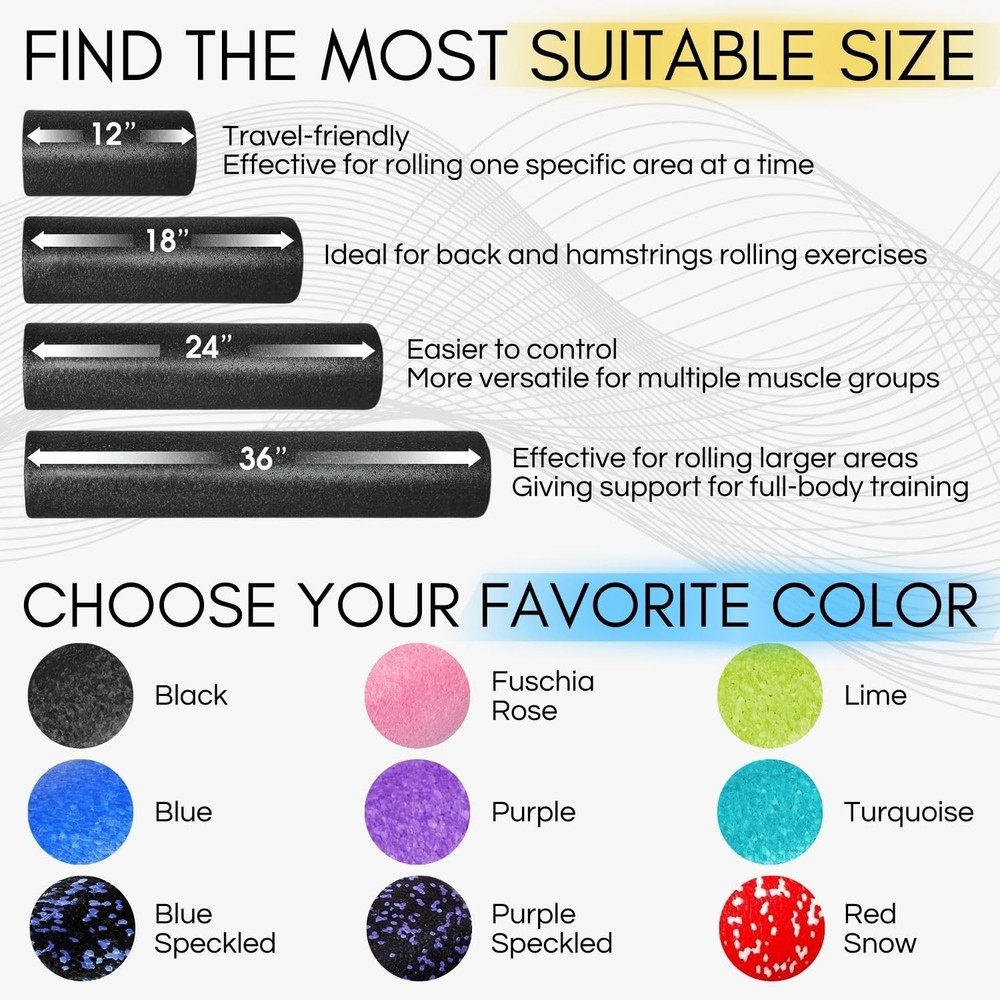 Yes4All High-Density EPP Round Back Roller Foam, Exercise Foam Roller for Yog...