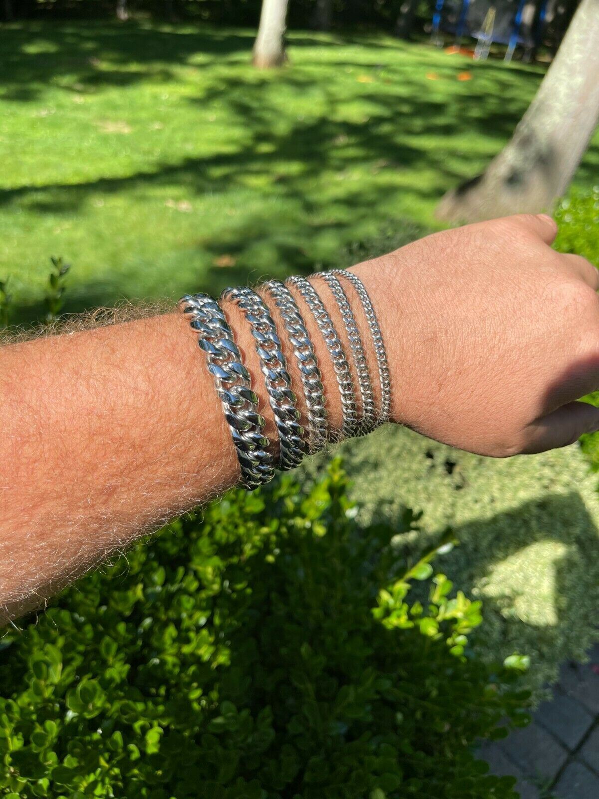 Real Solid Stainless Steel Miami Cuban Link Chain Necklace Or Bracelet Box Clasp