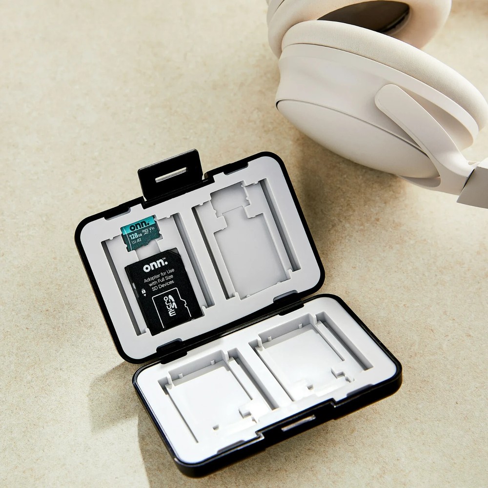 ONN Memory Card Storage Case Securely Store 12 SD/MicroSD/CF Cards Shockproof