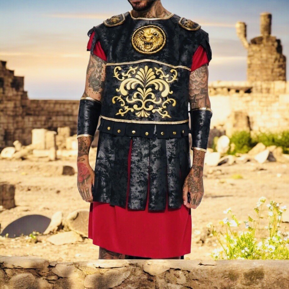 Men Romans Warrior 4 Pcs Costume Set - Size L