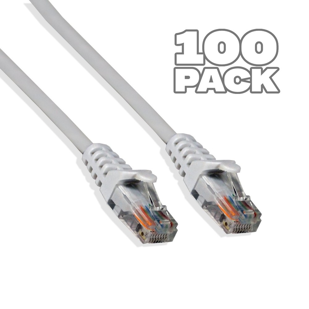 100 pack - 2ft Cat6 UTP Ethernet Network Patch Cable RJ45 Lan Patch Cord White
