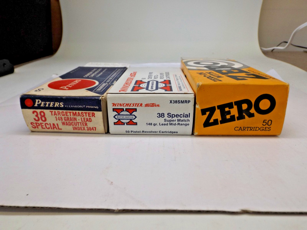 3 Empty Vintage Ammo Boxes Zero - Peters - Winchester -- Two inserts 38 Special