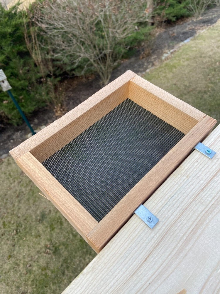 Bird Feeder - Small Size  cedar tray type bird feeder for Wooden deck railing.