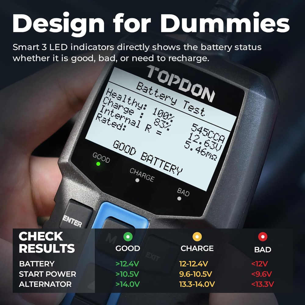 Digital Auto Battery,Alternator Analyzer Charging Cranking System Tester for Ca
