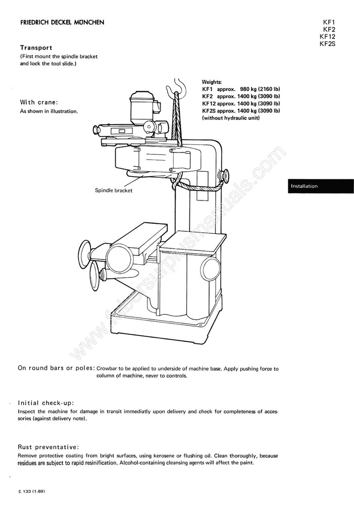 Deckel Universal Copy Milling Machine KF2 Operators Manual *635