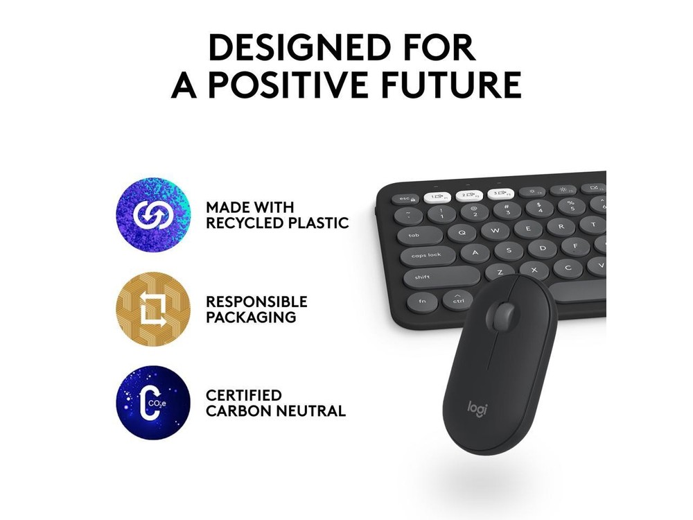 Logitech Pebble 2 Combo for Mac, Wireless Keyboard and Mouse, Slim, Quiet and Po