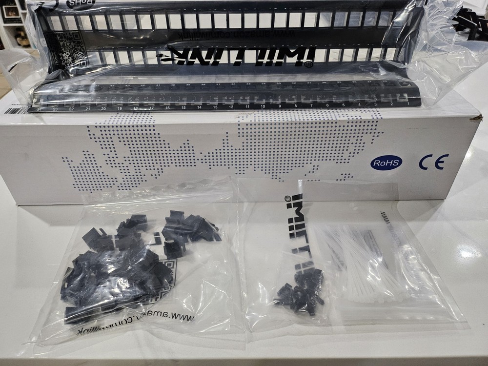 iwillink Blank 48-Port Keystone Patch Panel, 2U 19'' Rackmount/Wallmount wi