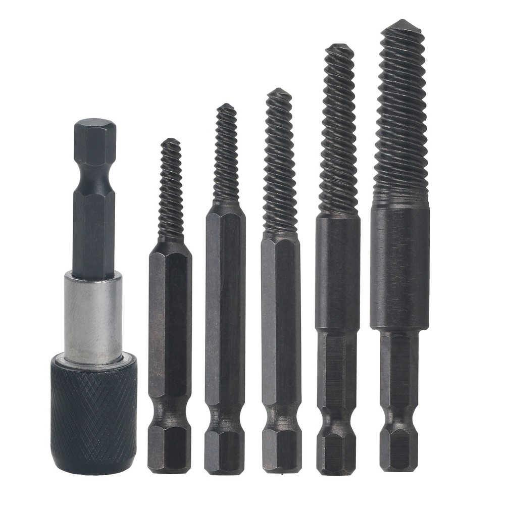 6PC/Set Damaged Screw Extractor 1/4 Hex Shank Tool Broken Stripped Bolt Remover