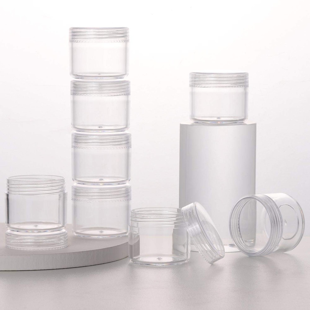 Refillable Cosmetic Sample Jars - 100 Pack 20g (0.7oz) Clear Small 20g,