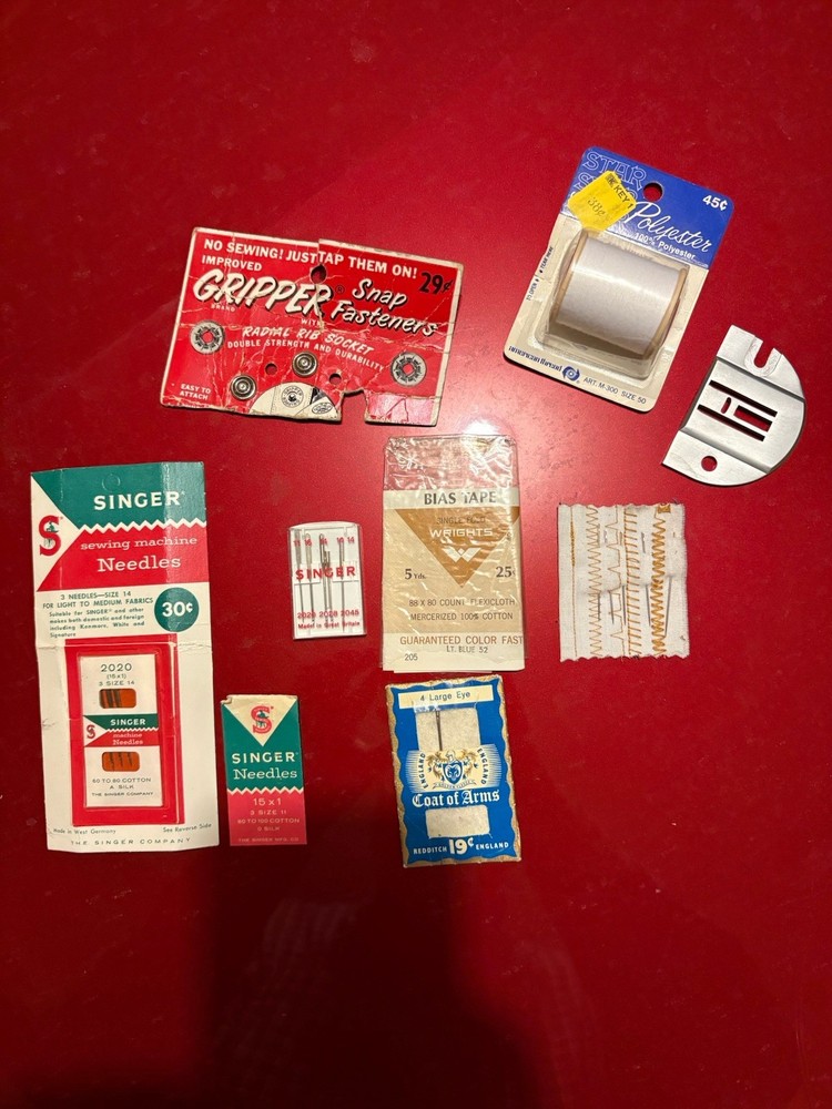 Mid Century 1950's Sewing Container Thread Needles Lot