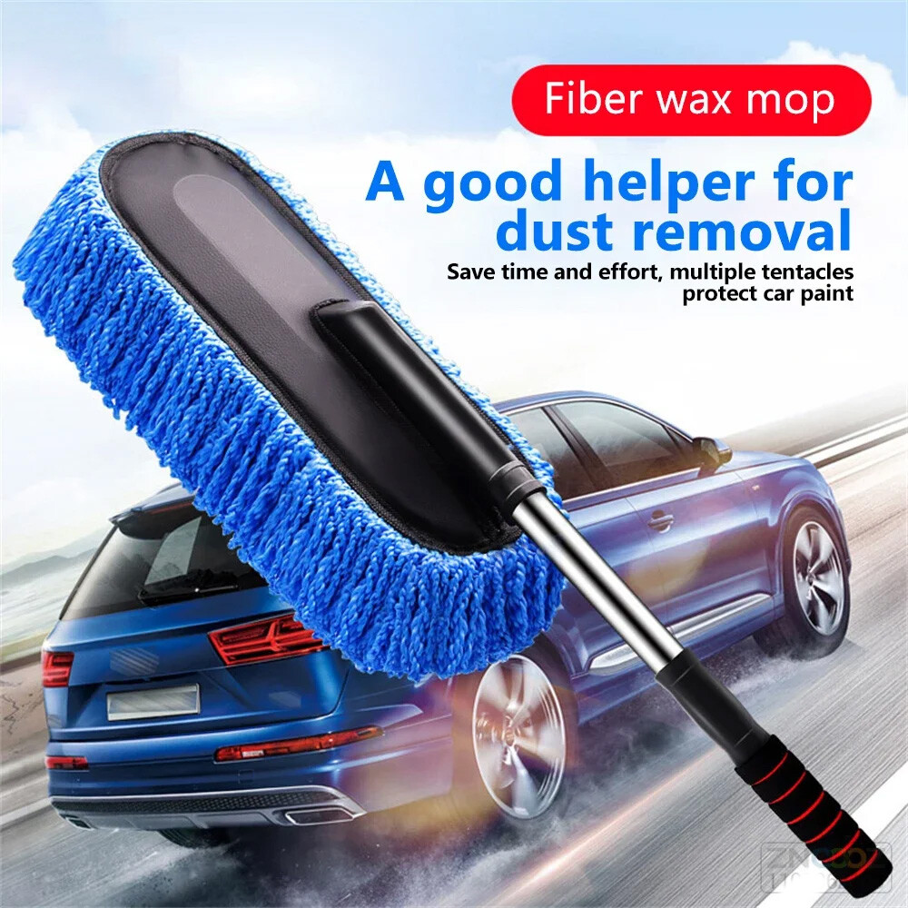 3pcs Car Cleaning Duster Microfiber Large Home Wax Treated Plastic Handle Brush