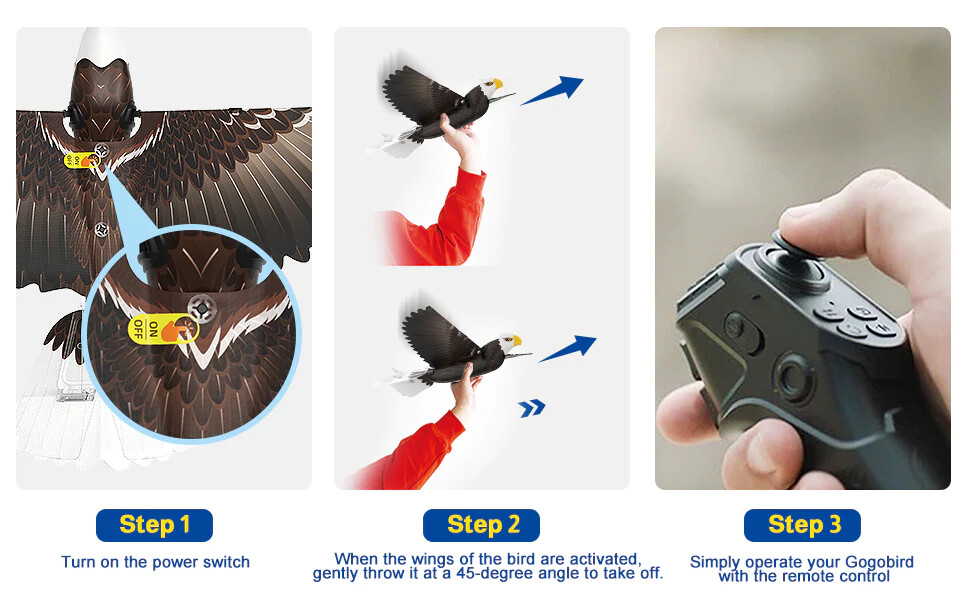 RC BIRD Eagle Orithopter FLAPPING WING 2.4GHZ RTF -NO BATTERY & CHARGE-