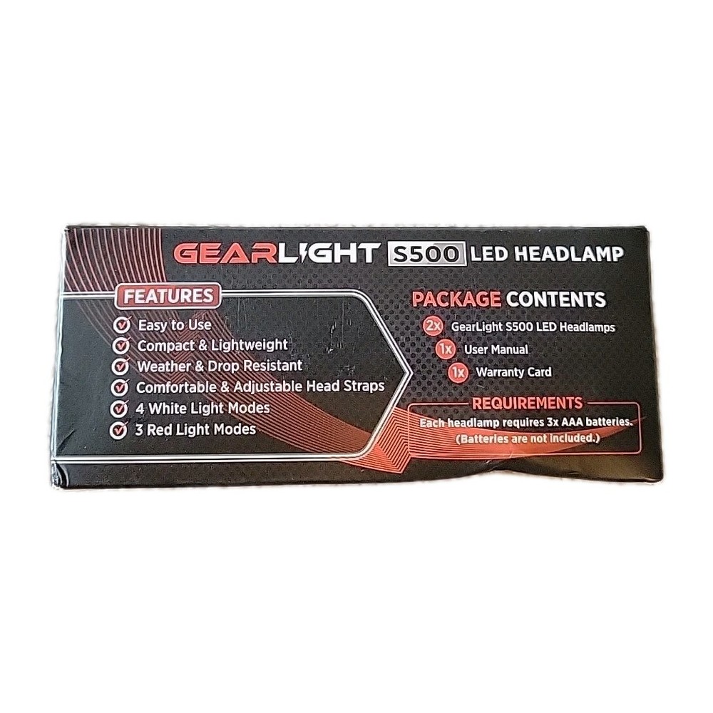 GearLight Headlamp Flashlight S500 LED Multiple Modes 2 Pack , open -box .