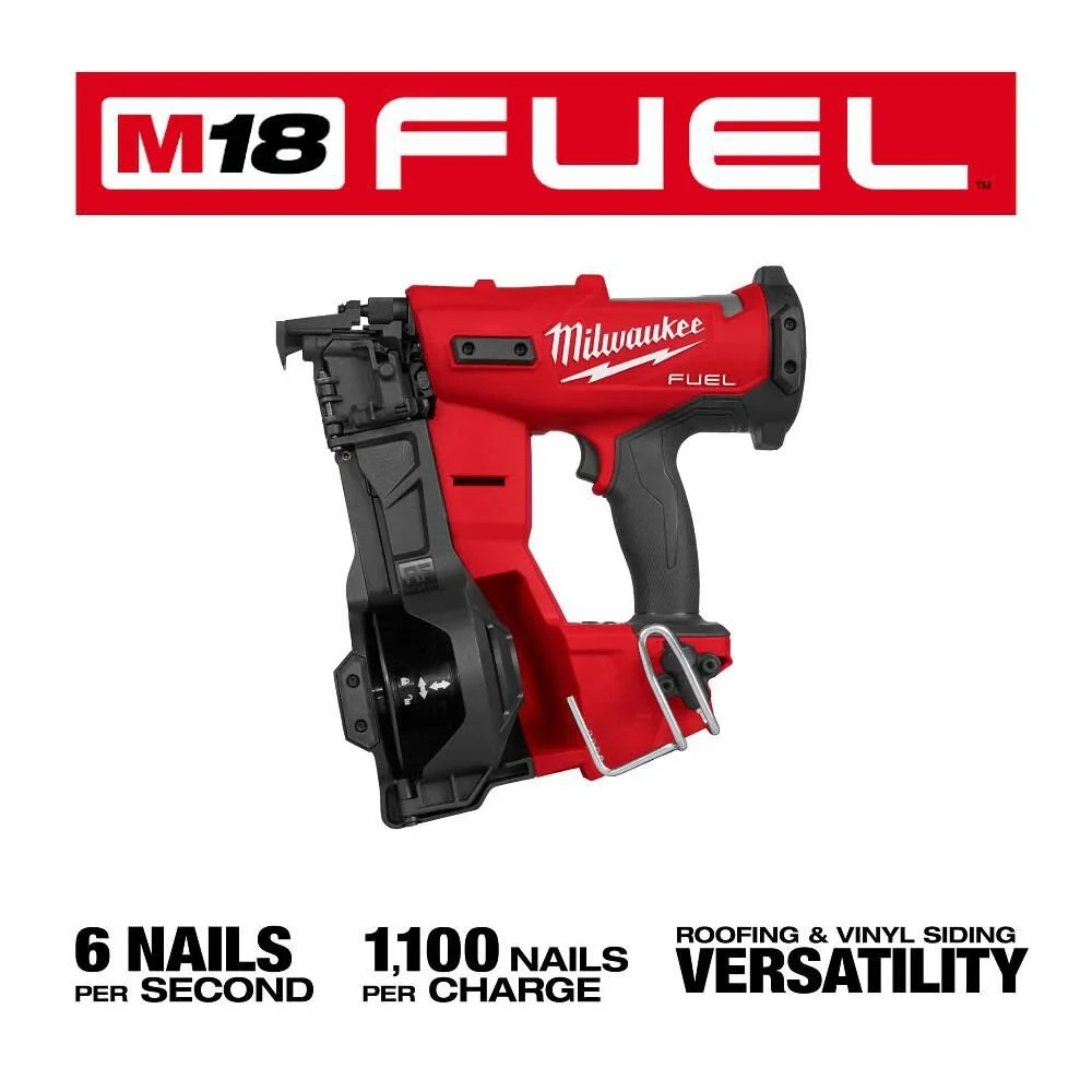 Milwaukee 2909-20 M18 FUEL 18-Volt Li-Ion Brushless Cordless Coil Roofing Nailer