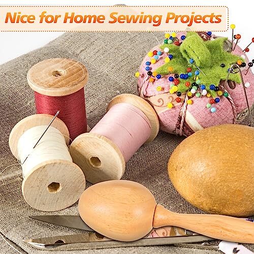 Sock Darning Kit Wood Darning Mushroom Darning Needle Thread for Adul