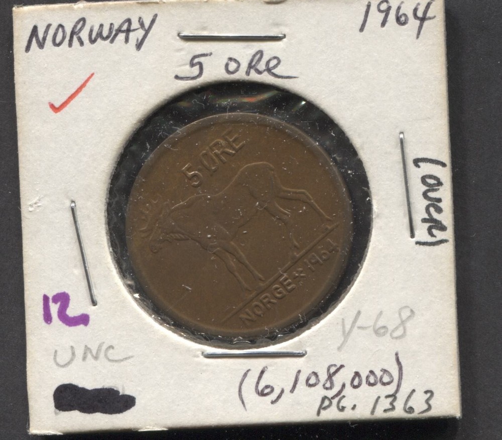 1964-Norway-UNC/5 Ore