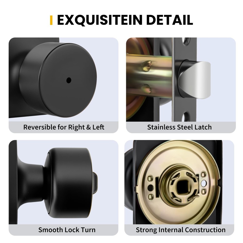 Goldenwarm Matte Black Door Knobs Interior, Privacy Bedroom 6,