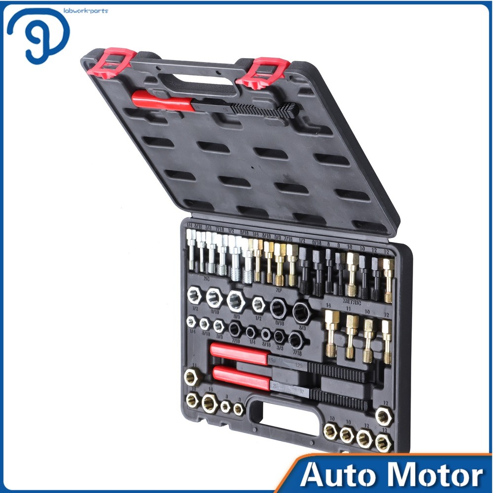 49 Piece Thread Chaser Kit SAE Metric Tap Set with Bolt Threading Tools