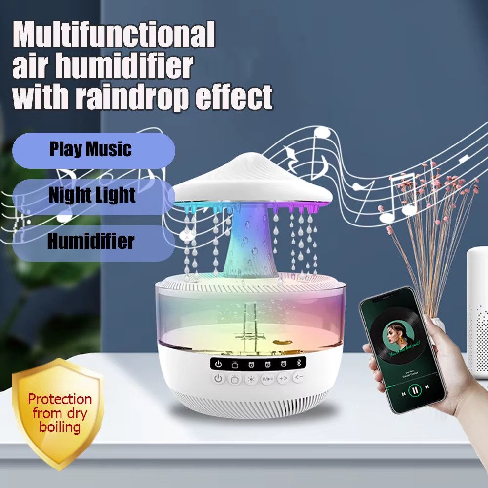 Multifunctional Air Humidifier Bluetooth Speaker Table Lamp Raindrop Effect Spea