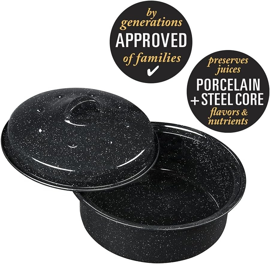 Granite Ware Covered Roaster 8.7 Inch Enamel Pan