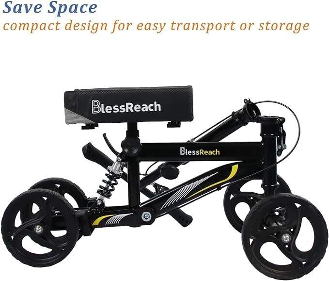 Knee Scooter, Steerable Knee Walker, Foldable Scooters BlessReach BLACK