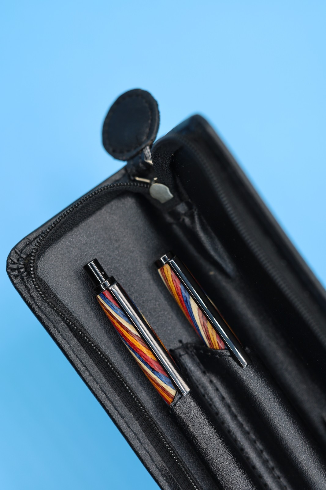 Handcrafted Slimline Pen & Pencil Set in Gun Metal, Color Grain Wood & Zip Case