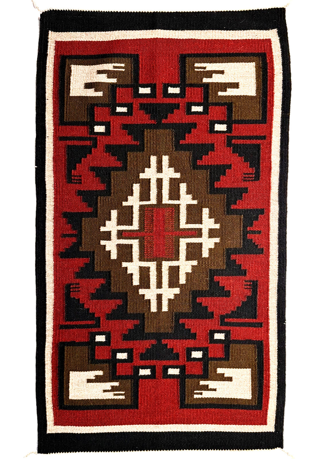 BEAUTIFUL NAVAJO GANADO RUG, INTRICATE DESIGN, HANDSPUN WOOL, 20TH C, MINT