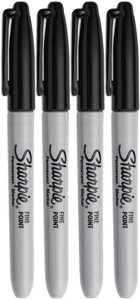 Sharpie Permanent Markers, Fine Point, Black Ink (4-Pack)