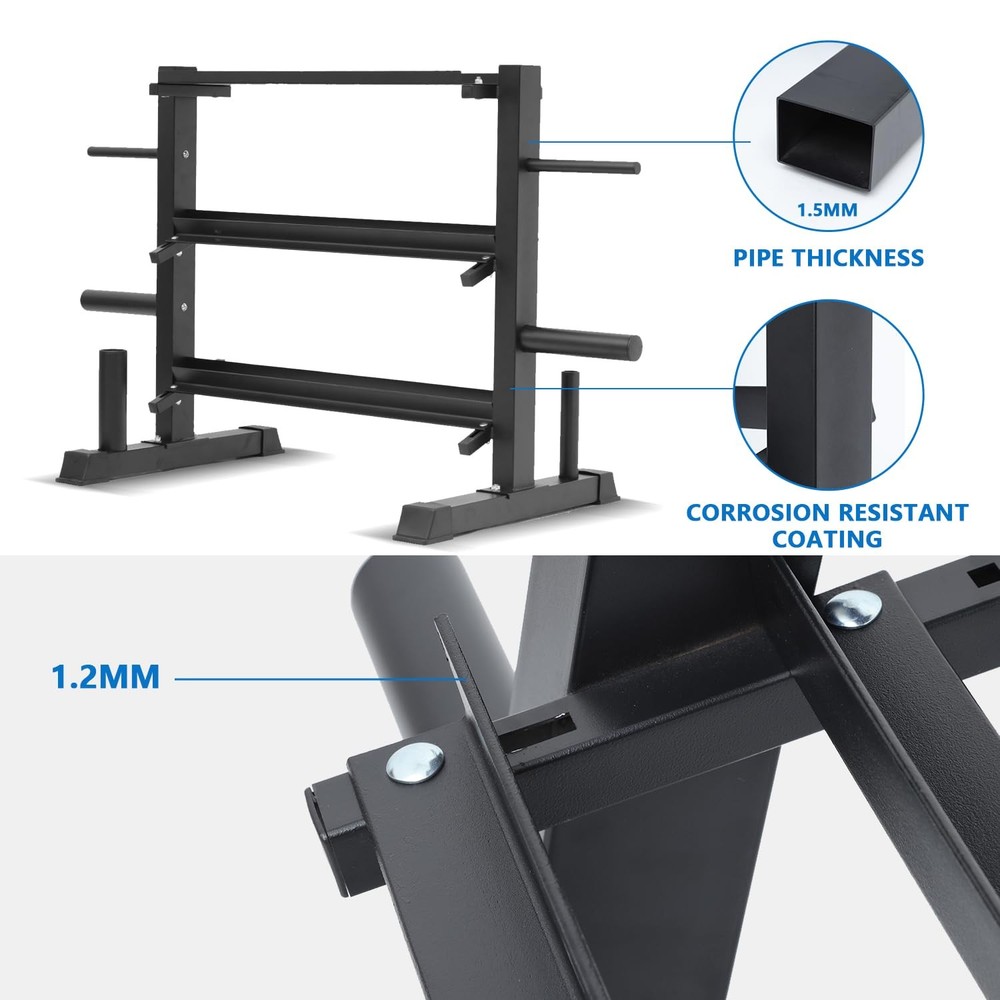 Adjustable Dumbbell Rack, Dumbbell Set with Storage Rack for Kettlebells, Wei...