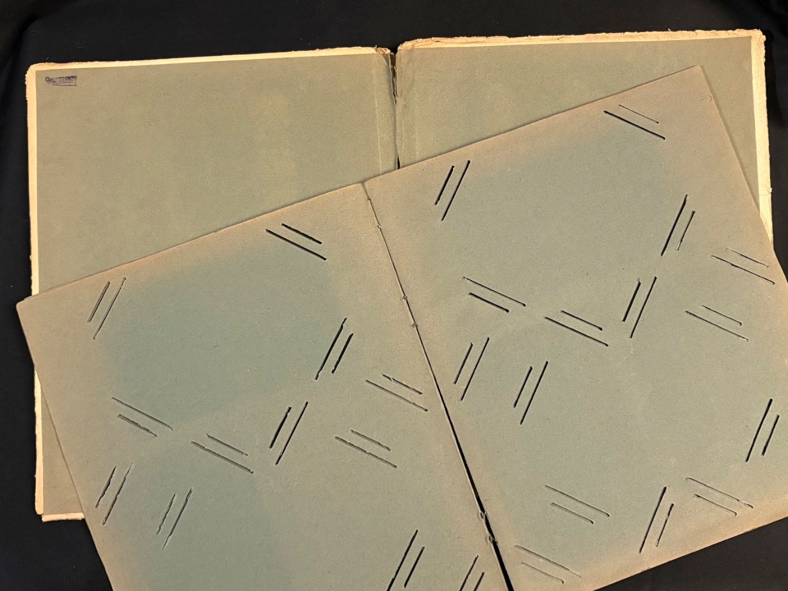 Post Cards Album Embossed Profile Art Nouveau Paper Slotted Pages Vintage Empty