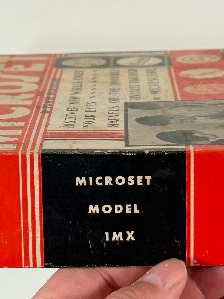 Antique 1920s 30s Microset Toy Microscope set w/ box science