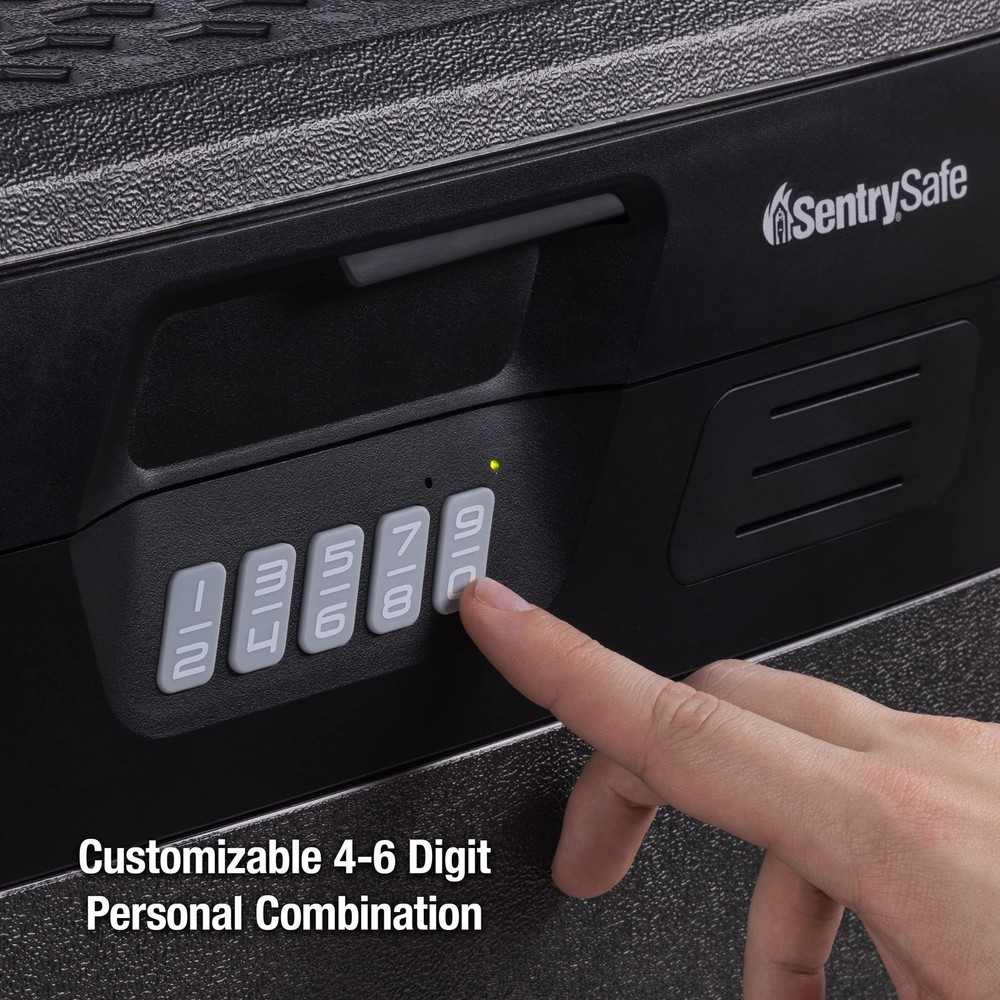 Gray Waterproof and Fireproof Safe, Lock with Keypad for Documents and Hangin...