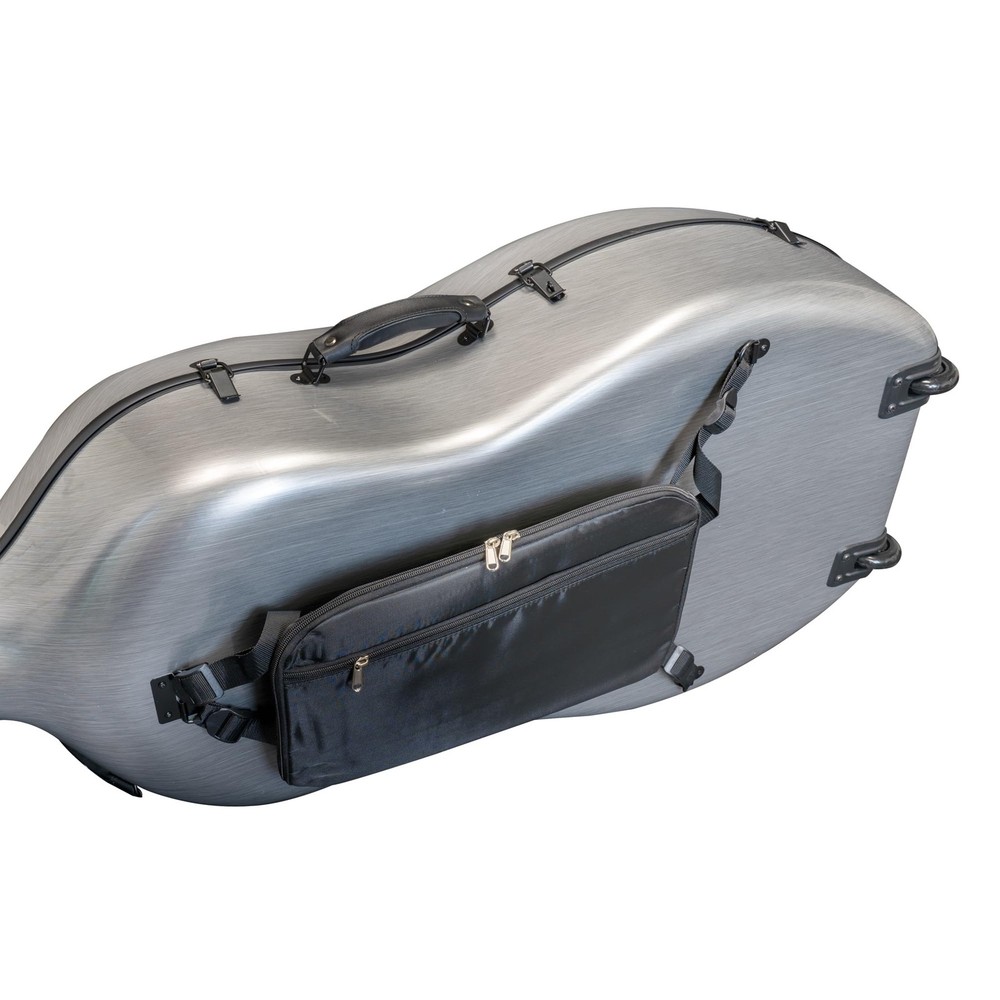 Polycarbonate Cello Case - Light 8.5lb Wheels, Bow Pockets - Gray - CP-7001