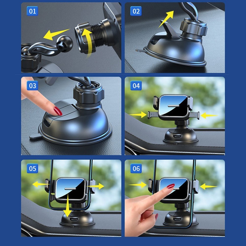 Car Phone Stand with Secure Grip Adjustable Dashboard Holder for Mobile Devices