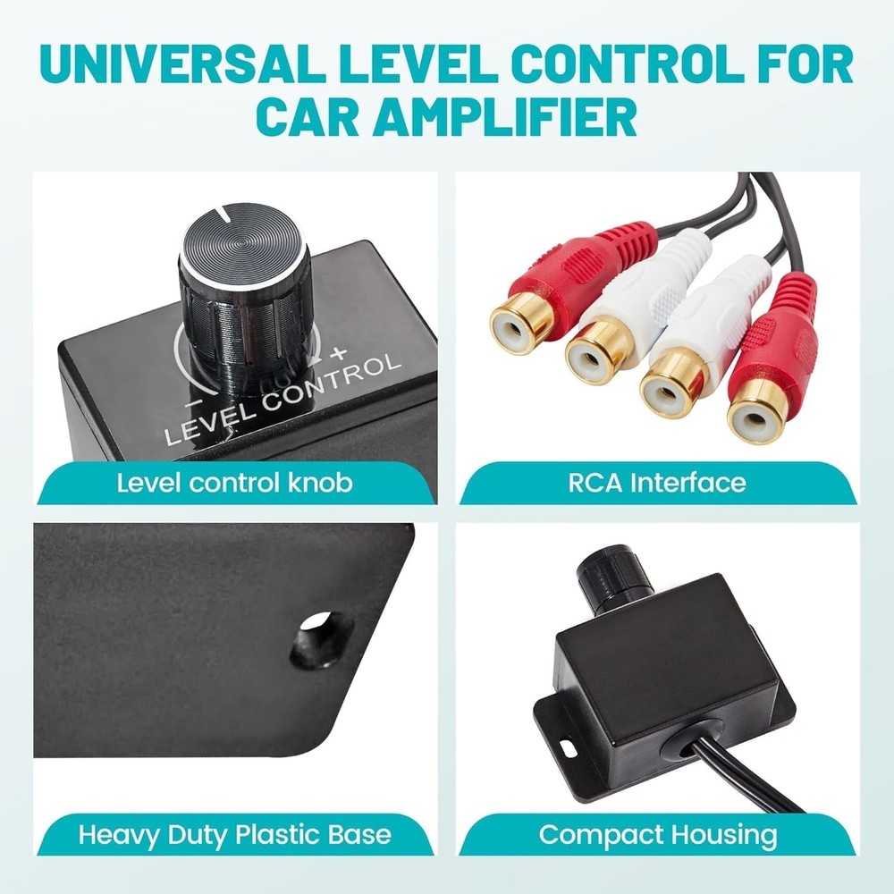 Remote Universal Car Bass Amplifier Level Control Knob Stereo RCA Input&Output