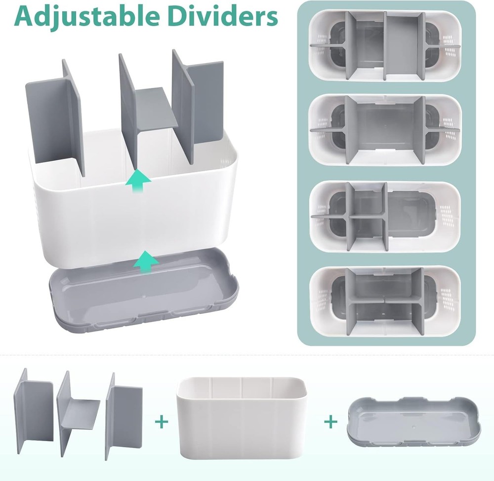 Toothpaste Holder Drainage for Bathroom Countertop with Adjustable Dividers, Lar