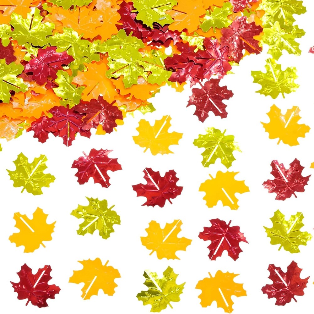 Thanksgiving Maple Leaf Metallic Table Scatter Confetti