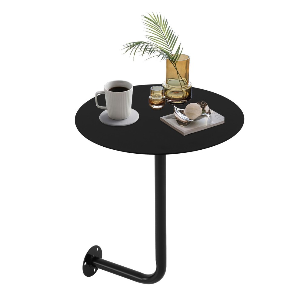 Round Pub Table Black Bar Table Wall Mounted Iron Cocktail Table Bistro Table
