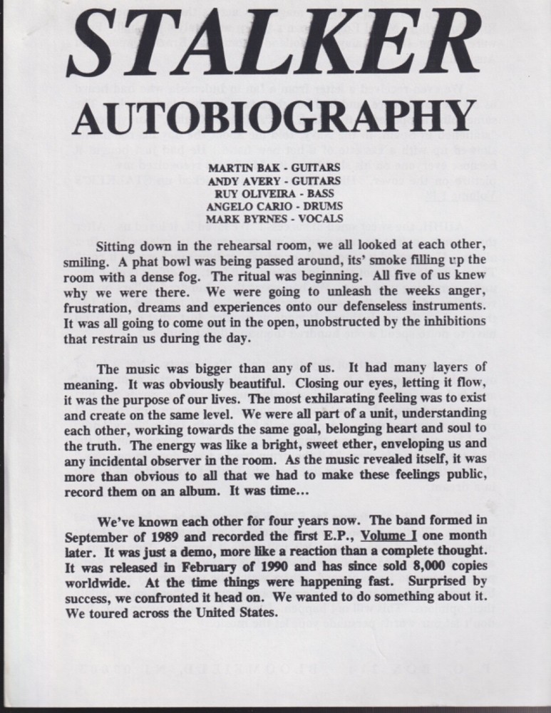 stalker peyote picnic press kit 1993