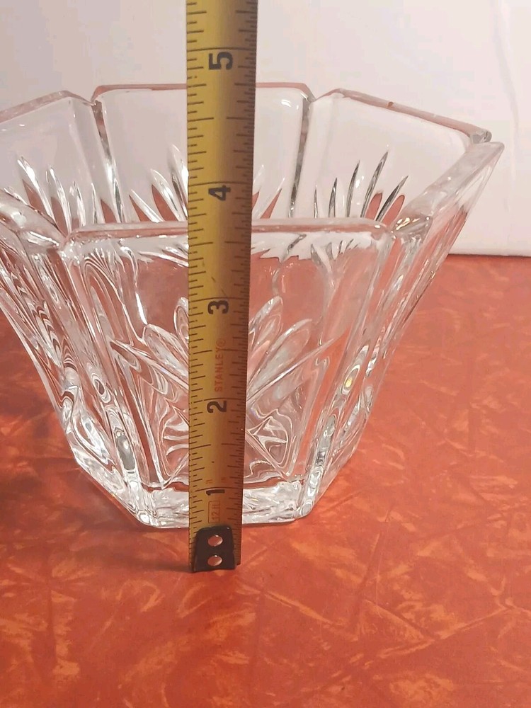 GORHAM CRYSTAL FAN DESIGNS CANDY NUT DISH SEXTAGONAL MARKED