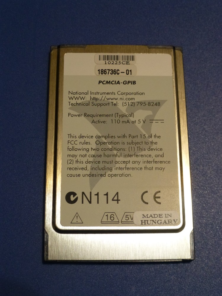 National Instruments PCMCIA-GPIB Interface Card 186736C-01