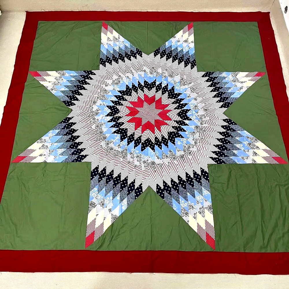 Texas Lone Star Handmade Machine Pieced Cotton Queen Patchwork quilt top/topper