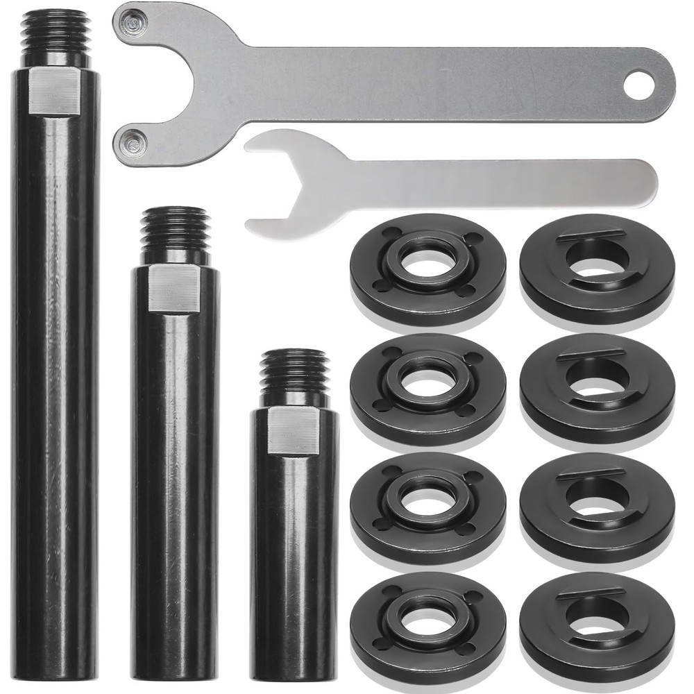 Angle Grinder Attachment Kit - 3 Extension Rods, Flange Nut Sets & Spanner Wrenc