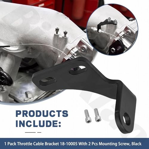 Throttle Cable Bracket 18-10005 W/Mounting Screw, Black Compatible with Holley