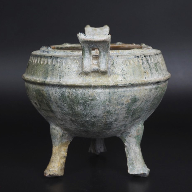 Chinese Han Dynasty Style Green Glazed Tripod Incense Burner Mingqi 17.6cm