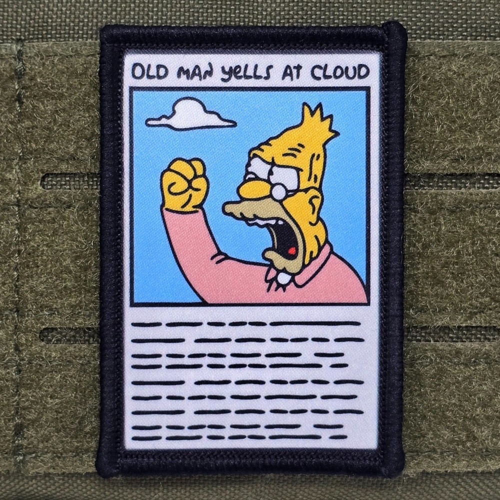 Abe Simpson Patch Moral Tactical Old Man Yells At Cloud USA Hook & Loop 3x2