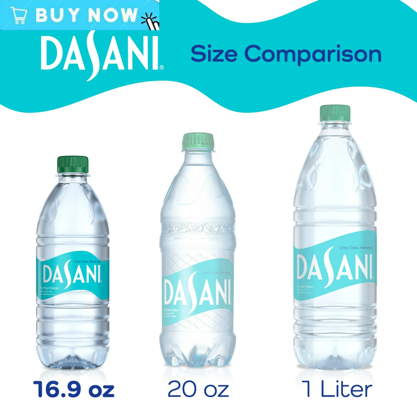 Dasani Purified Water Bottles, 16.9 fl oz, 32 Pack
