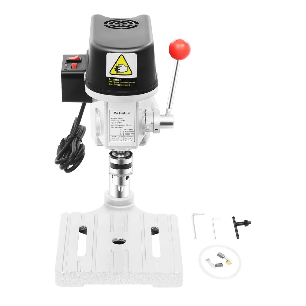 340W Mini Bench Drill Press, 3-level Adjustable Speed Corded Mini Table Drill